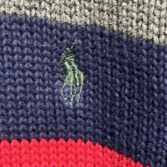 VTG Polo Ralph Lauren Sweater Mens 2XL Cherokee Stripe Blue Red V Neck Pullover - Picture 5 of 8